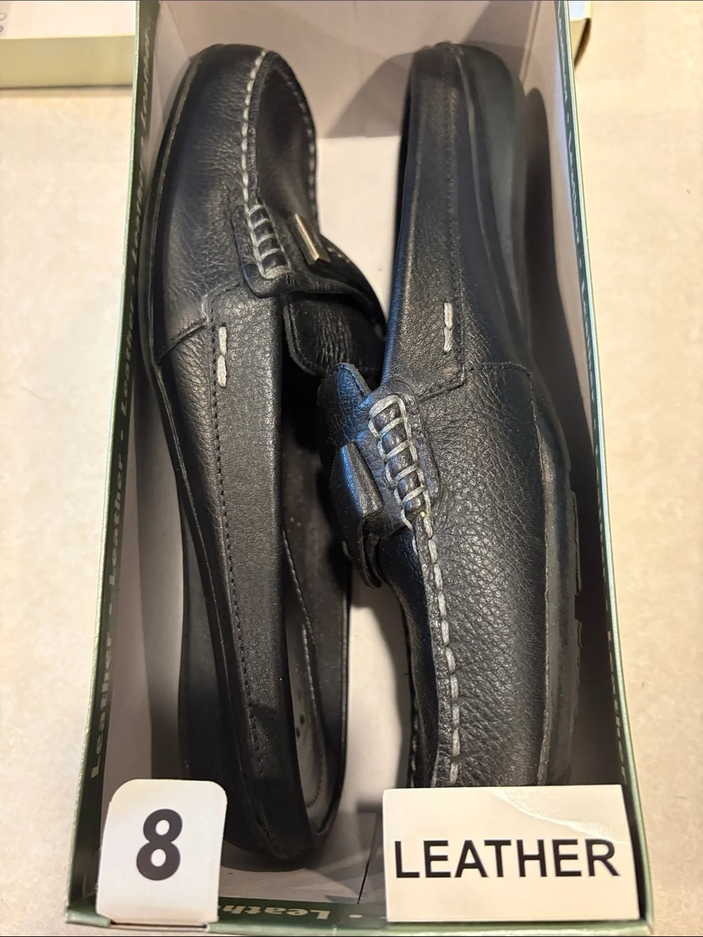 Thom McAn Black Pebbled Leather Slip-On Loafers shoes women’s size 8